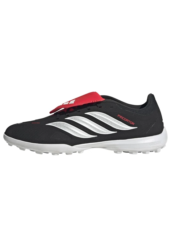 adidas Unisex Predator League Fold-Over Tongue Turf Football Shoes, core Black/FTWR White/Lucid red, 4 UK