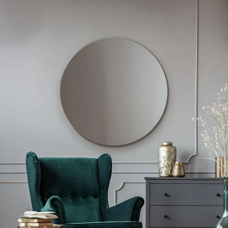 MirrorOutlet Large Round Circular Frameless Bevelled wall Mirror: 90cm – Elegant Wall-Mounted Circular Mirror