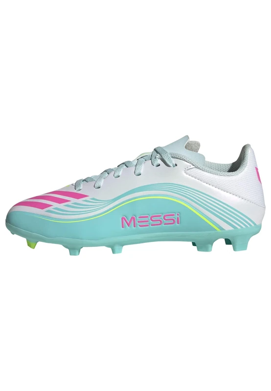 adidas Unisex Kids F50 Messi League Firm Ground/Multi Ground Football Boots Kids, FTWR White/Lucid Pink/Flash Aqua, 10.5 UK Child
