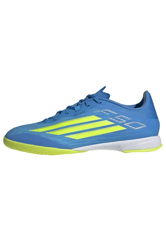 adidas Unisex F50 League Indoor Football Shoes, Lucid Ray Blue/Team Solar Yellow 2/Lucid Aquamarine, 7 UK