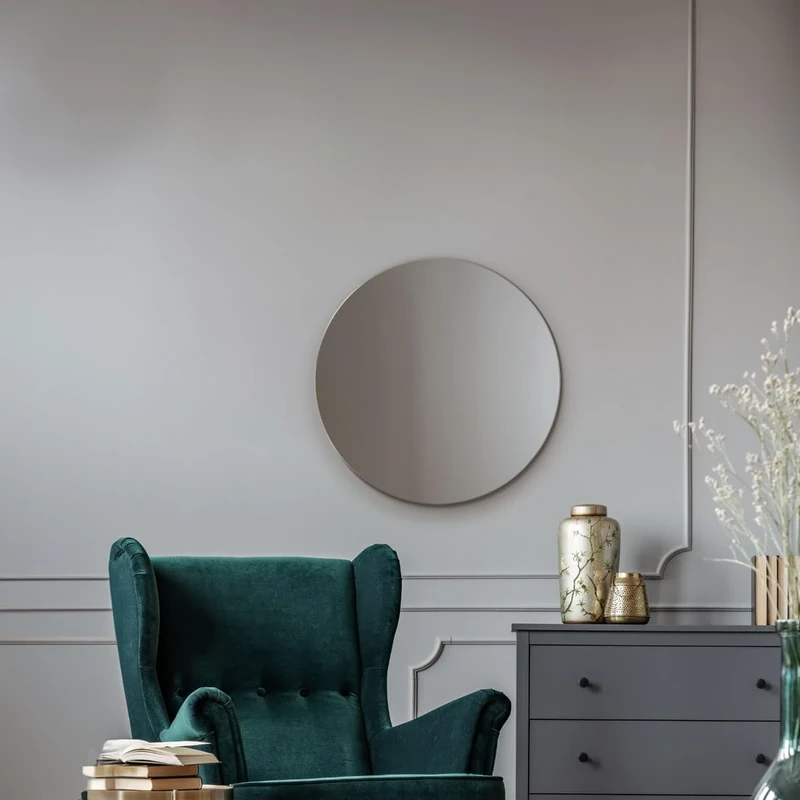 MirrorOutlet Round Circular Frameless Bevelled wall Mirror: 60cm – Elegant Wall-Mounted Circular Mirror