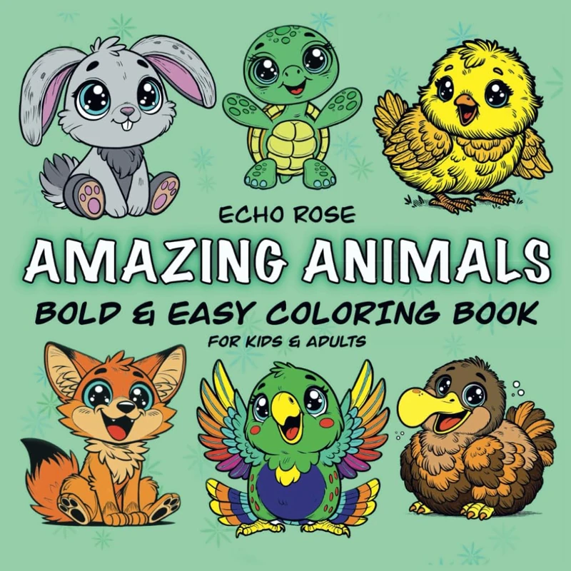 Amazing Animals: Coloring Book for Kids and Adults Featuring Amazing and Cute Animals with Bold and Easy Designs for Relaxation and Creativity