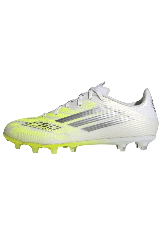 adidas Women's F50 SPARKFUSION League Low Firm Ground/Artificial Ground Football Boots Womens, FTWR White/Iron met./hi-res Yellow, 5 UK