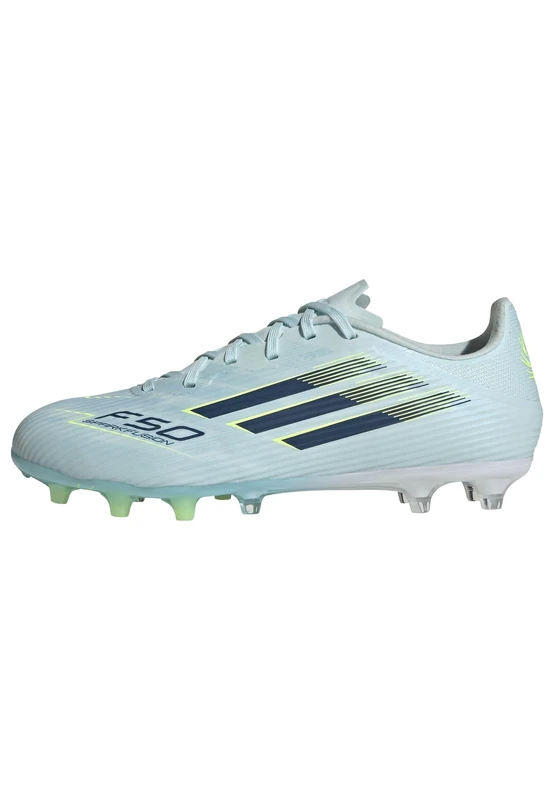adidas Women's F50 SPARKFUSION League Low Firm Ground/Artificial Ground Football Boots Womens, Almost Blue/Dusky Petrol/hi-res Yellow, 4.5 UK