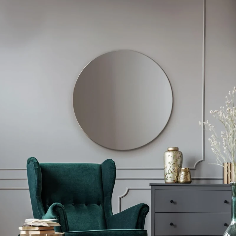 MirrorOutlet Round Circular Frameless Bevelled wall Mirror: 80cm – Elegant Wall-Mounted Circular Mirror