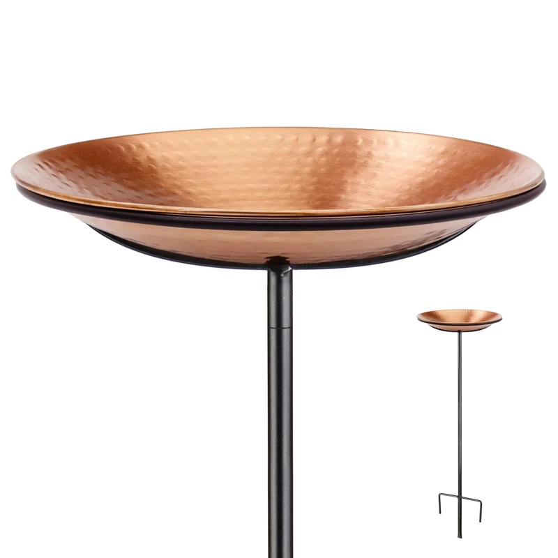 Good Directions Dimpled Copper Bird Bath on Garden Pole 13"