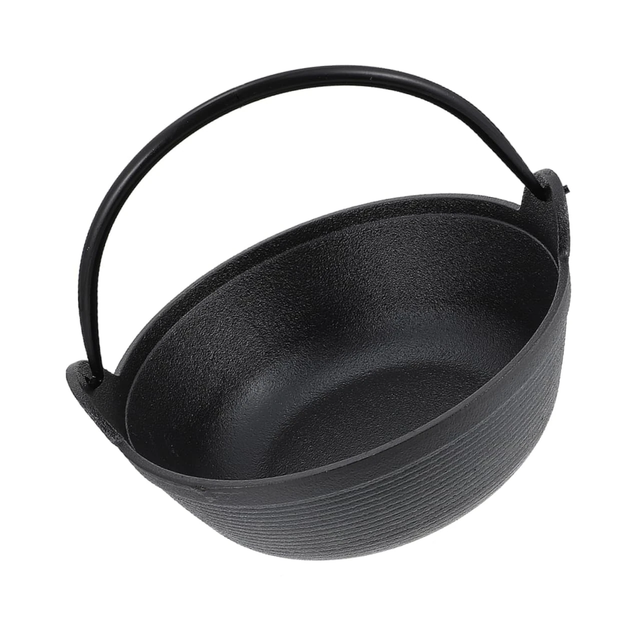 Hemobllo Cast Iron Cauldron Pot 19cm Small Hanging Stewpan Non-stick Outdoor Cooking Boiler Portable Household Camping Cookware