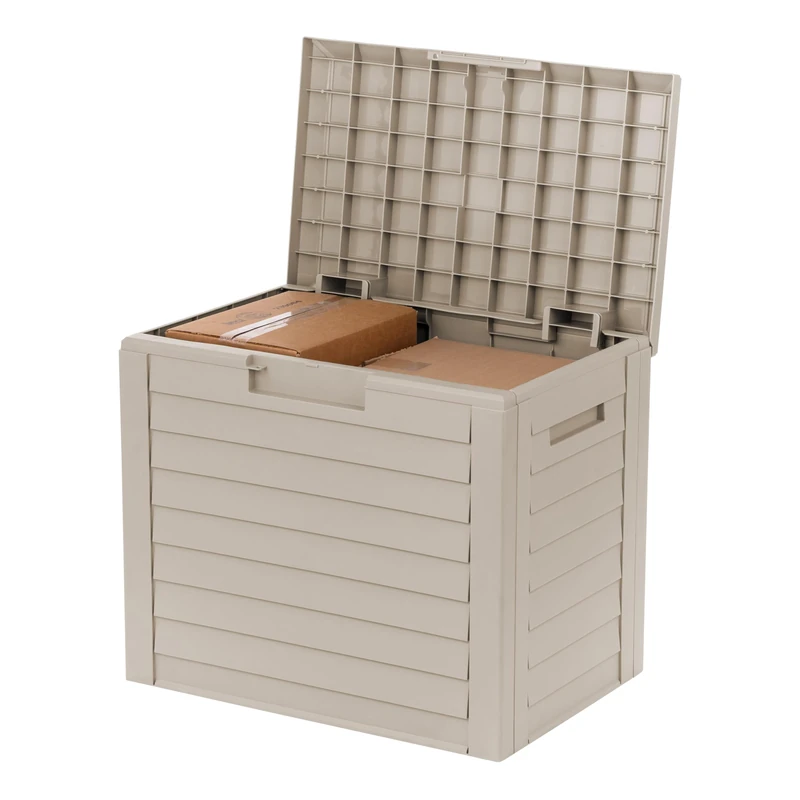 IRIS USA 35-Gallon Outdoor Deck Storage Box, Lockable & UV-Protected, Weather-Resistant Patio Storage for Cushions, Garden Tools & Packages, Waterproof Resin, Durable & Stylish Design - Beige