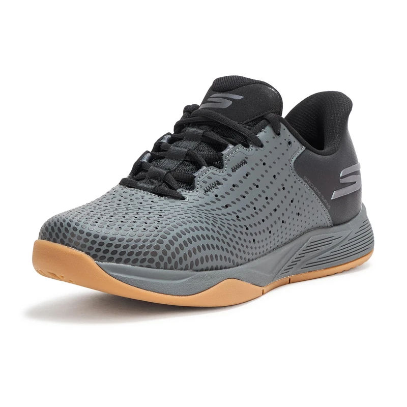 Skechers Men's Viper Court Reload Hands Free Slip-ins Sneaker, Black/Charcoal, 9 UK