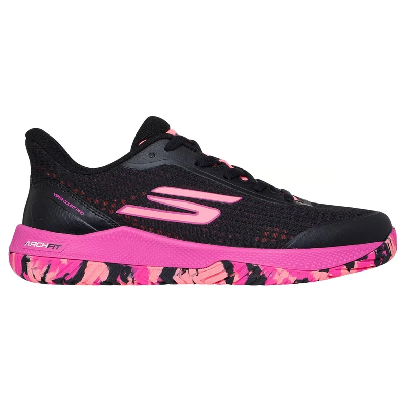 Skechers Viper Court Women's Pickleball Trainers, Black Pink, 5 UK