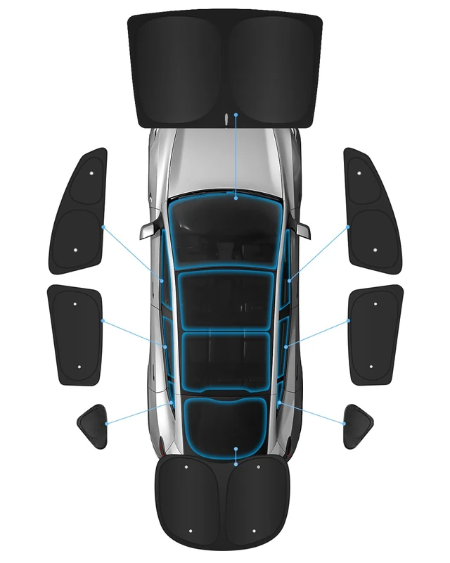 EVOOOR Sun Visor- Privacy and Thermal Insulated Sunshades Curtains for Tesla 3/Y/S/X (Model Y 2025-8pcs)