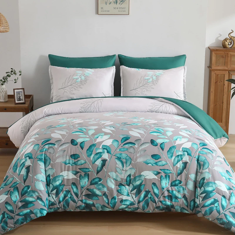 Anibedding 7 Pieces Teal Green King Comforter Set for All Season
