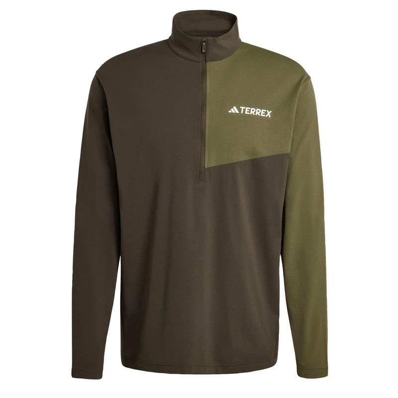 adidas Men's Terrex Multi Climacool Half Zip Long Sleeve, Shadow Olive, XXL - Image 1