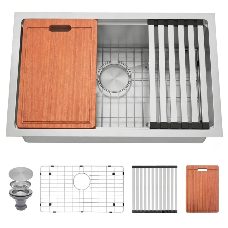 Lonsince Undermount Sink,16 Gauge Stainless Steel Kitchen Sinks Workstation,Single Bowl Deep Kitchen Sink (27" X 18")