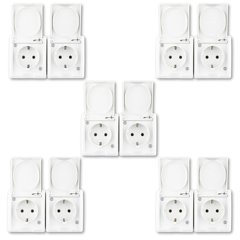 REV 0510253555-V AquaForm Double Wet Room Socket, IP44, Two-Pole, Surface-Mounted, White