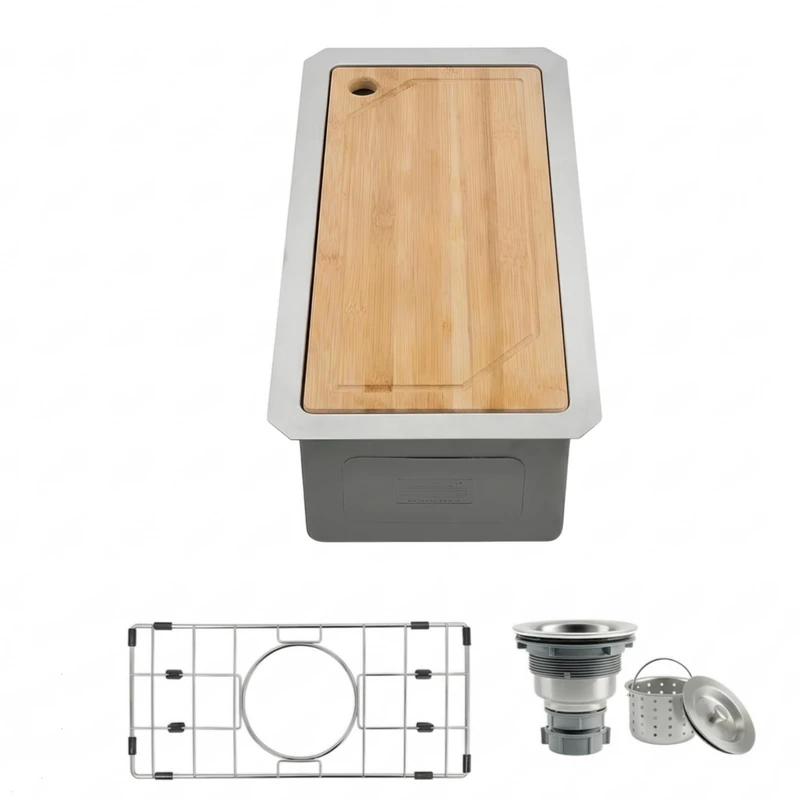 Lonsince Undermount Bar Sink,Outdoor RV Sinks,Small Stainless Steel Prep Sink for Wet Bar Area (9.5" X 18")