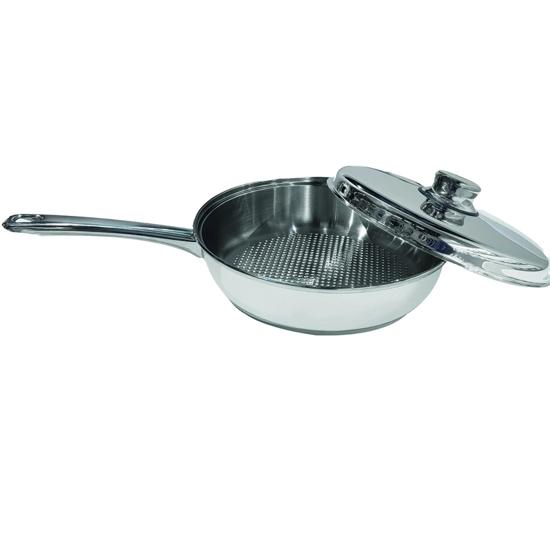 Artame ART91927 NORDICO, Frying Pan with Lid Ø 26 cm, Stainless Steel Sauté Pan, Triple Bottom, Heat Resistant Handle, Non-Stick Honeycomb Base, All Heat Sources Including Induction, All Stainless