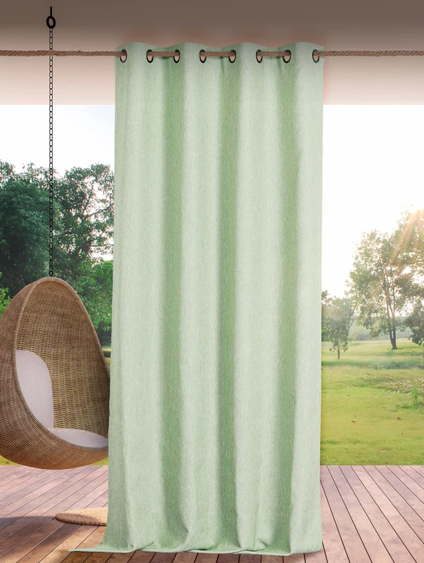 Linder Waterproof Outdoor Curtain – Woven and Dyed in France – Anti-Oxidant Gun Barrel Eyelet Finish – Jade Blue – Dimensions 140 x 265 cm – 100% Polypropylene – Rooftop Collection
