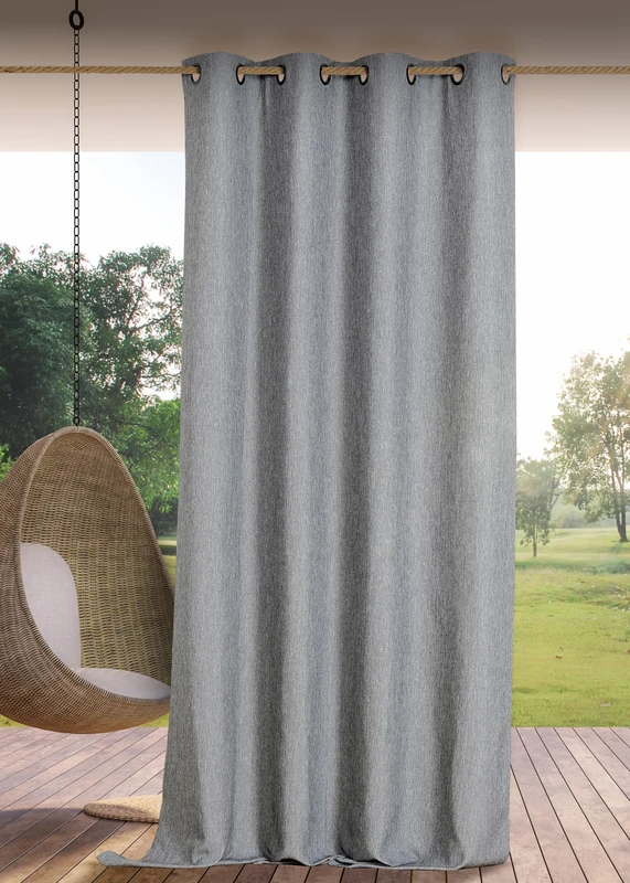 Linder Waterproof Outdoor Curtain – Woven and Dyed in France – Anti-Oxidant Gun Barrel Eyelet Finish – Basalt Grey – Dimensions 140 x 265 cm – 100% Polypropylene – Rooftop Collection