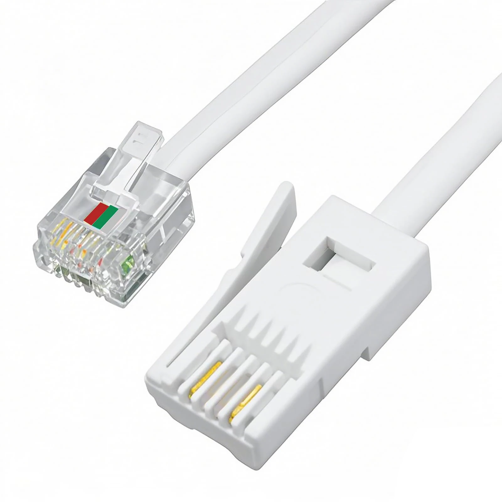 HDXH Telephone Cable Phone Cable for Landline ADSL Modem Cable 2M,BT to RJ11,UK Telephone Plug to RJ11 Lead For British home fixed telephone lines,Devices as fax machines,Telephones etc（white，2M）