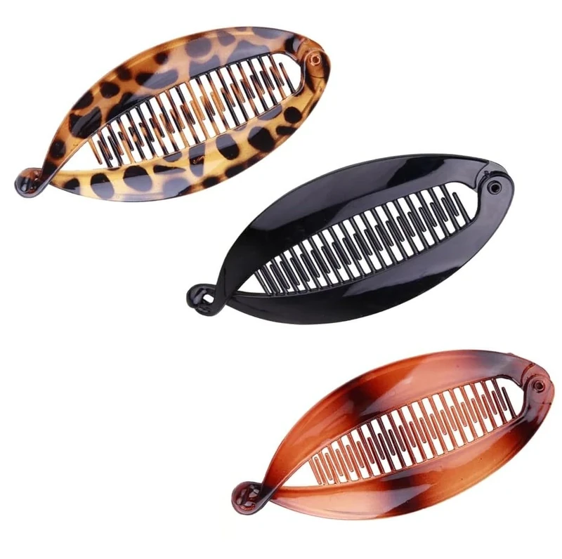 Banana Clip, Banana Hair Comb, Double Comb, Long Hair Clips, Fishtail Hair Clips for Women Girls (A-1)