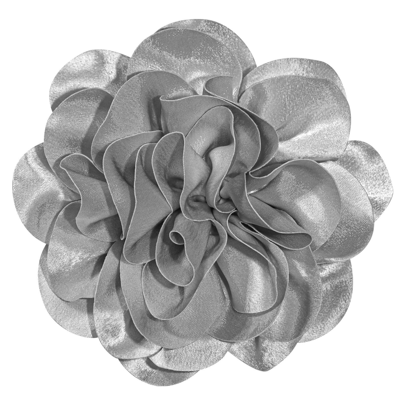 Big Flower Dainty Satin Fabric Rose Flower Brooches Large Rose Flowers Satin Lapel Brooches for Women Wedding Dinner Party Decoration 7.48 Inches (Grey), One Size, Satin, no gemstone