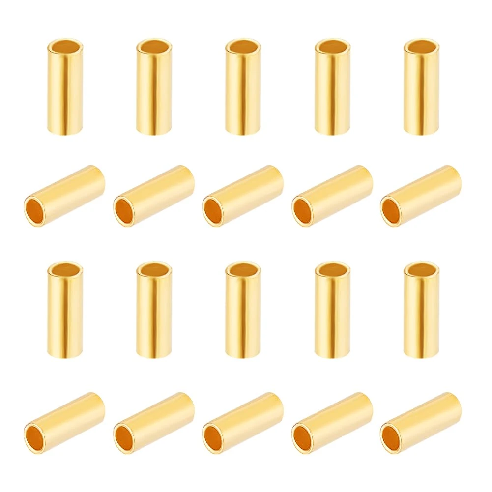 PH PandaHall Golden Plated 925 Sterling Silver Crimp Tube Beads, 5x2mm Long Tube Crimp End Spacers, Loose Stopper Beads for Necklaces, Bracelets, Jewellery Gift Making, Hole: 1.5mm