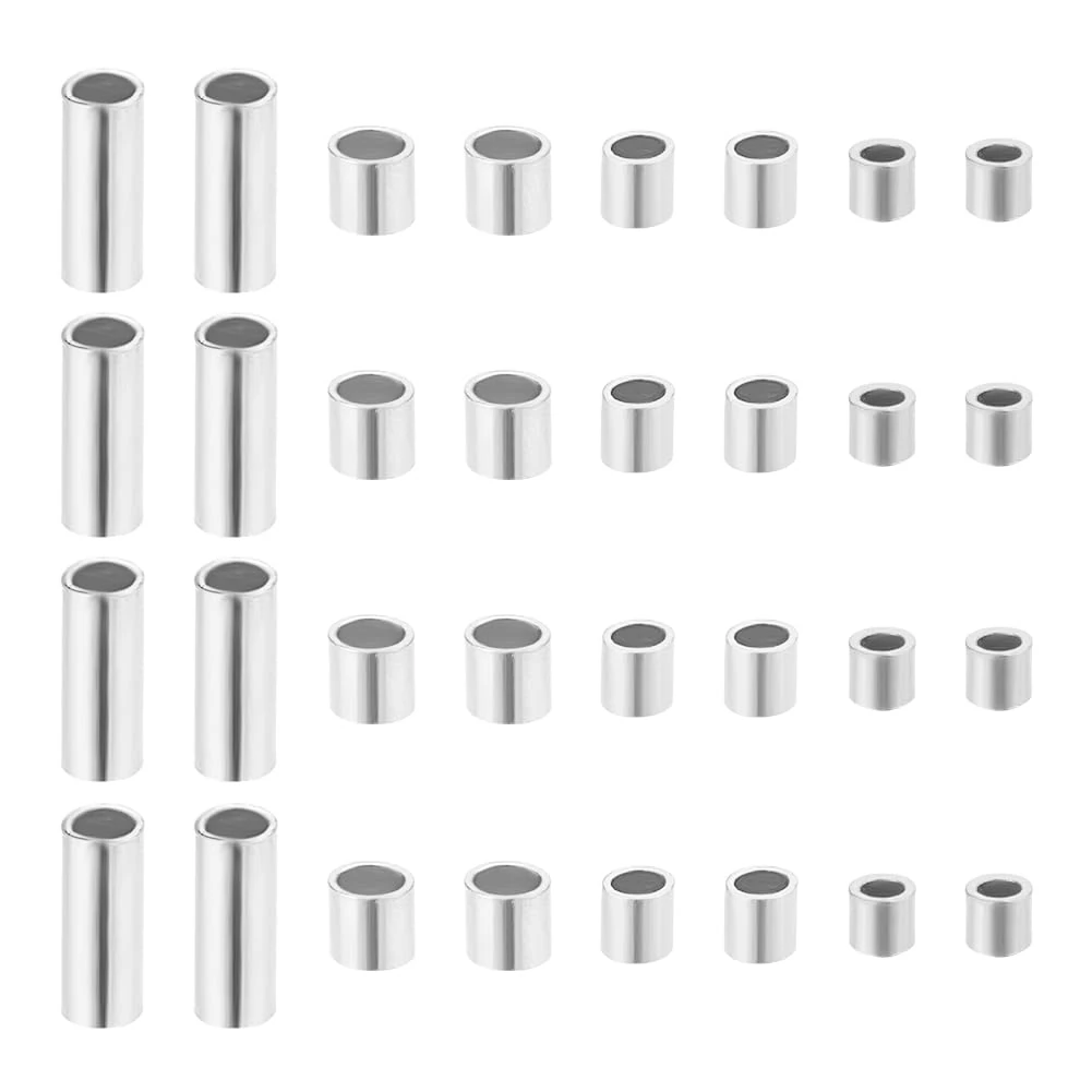 PH PandaHall 108pcs 925 Sterling Silver Crimp Tube Beads, 4 Sizes Platinum Tube Crimp End Spacer Bead Loose Stoppers for DIY Necklaces, Bracelets, Jewellery Gift Making, 1.2/1.5/2/5mm