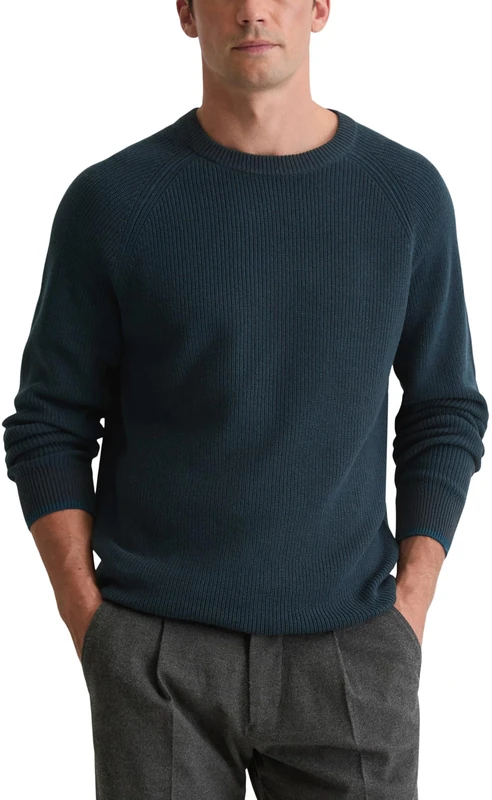 Marc OߴPolo Men's Regular Fit Round Neck Knitted Jumper, Blue (Dark Navy), XL