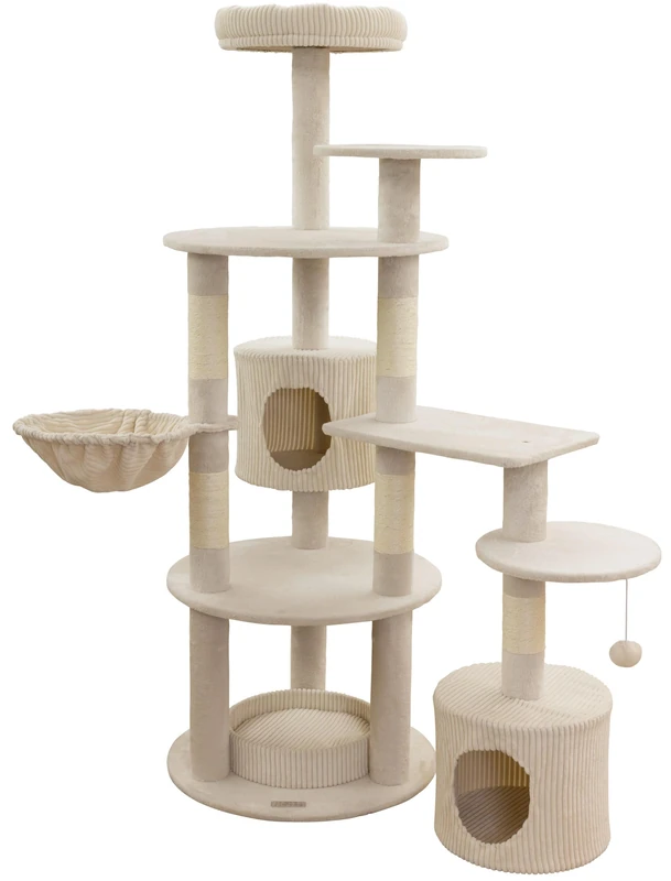 Kebl Pet Annika Cat Scratching Post Modern Sisal Columns Claw Care for Multi-Cat Households Berths and Play Ball Beige 164 cm