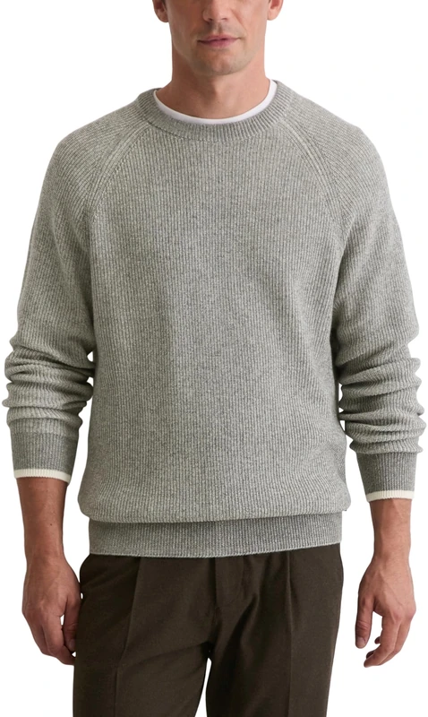Marc OߴPolo Men's Regular Fit Round Neck Knitted Jumper, Grey (Grey Melange), M - Image 1