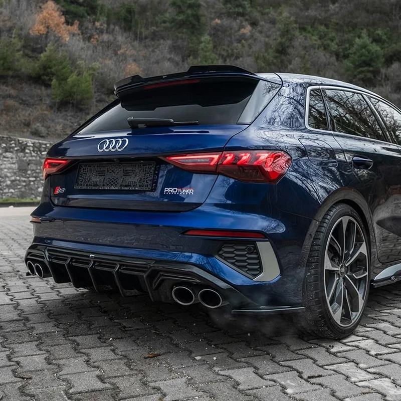 Oneway Rear Side Diffusors compatible with Audi A3 8Y Sportback S3/S-Line 2020-2024 - Gloss black