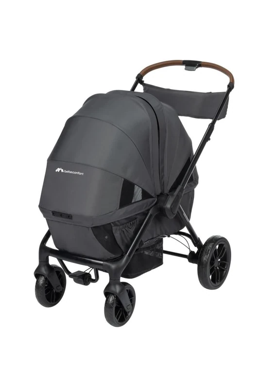 Bebeconfort Helios, Double Pram from Birth, 0-4 Years, 0-22kg, 2 Face-to-face Seats, Large All-Terrain Wheels, Compact Folding, Trolley on Wheels, Protective Canopy, Mineral Graphite
