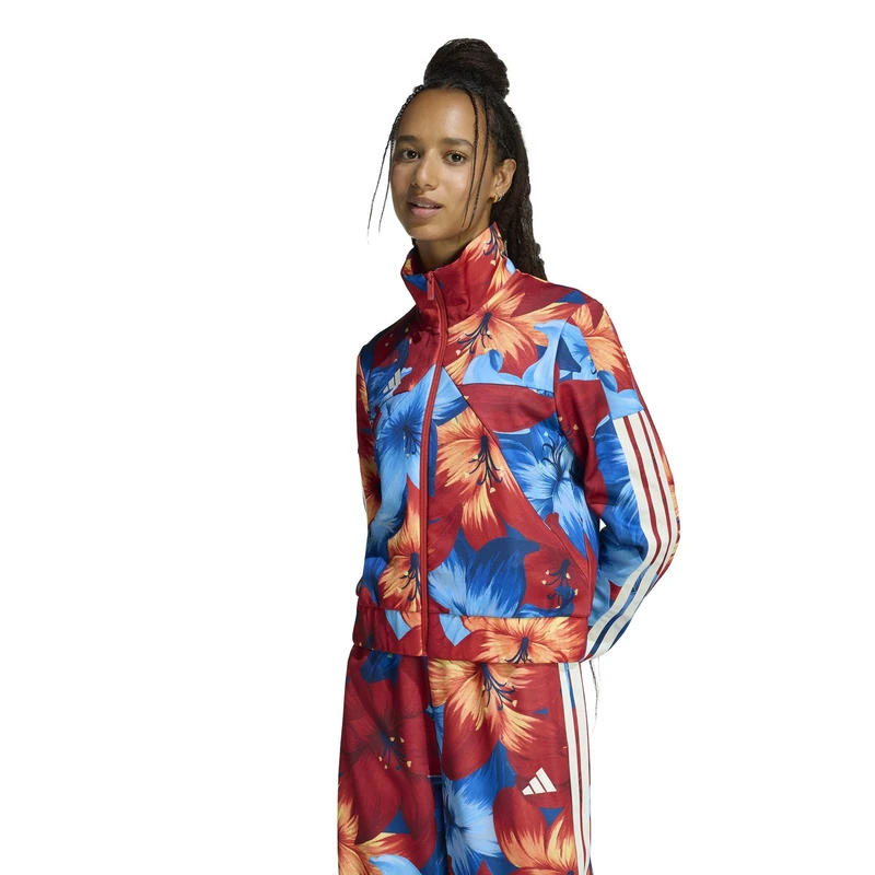 adidas Women's x FARM RIO HOUSE OF TIRO TRACK TOP, light blue/tactile red/cream white, XXS