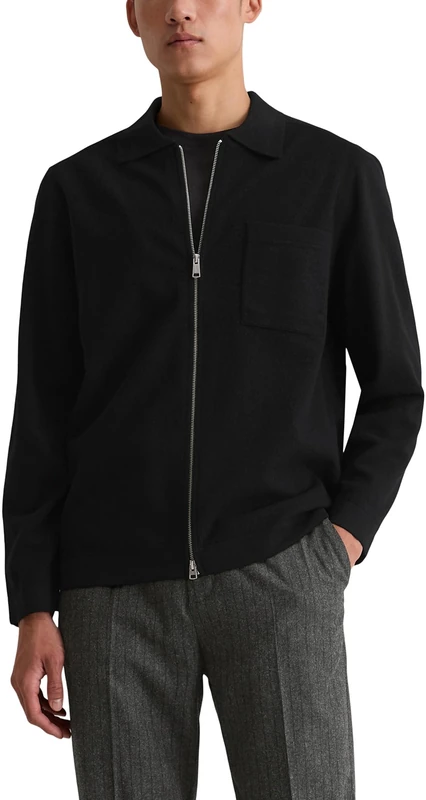 Marc OߴPolo Men's Regular Fit Zipped Cardigan, Black (Black), L