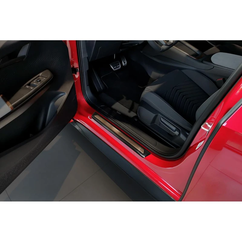 Avisa Black Inox door sill protectors compatible with Cupra Born 2021- 'Copper Lines' - 4-pieces