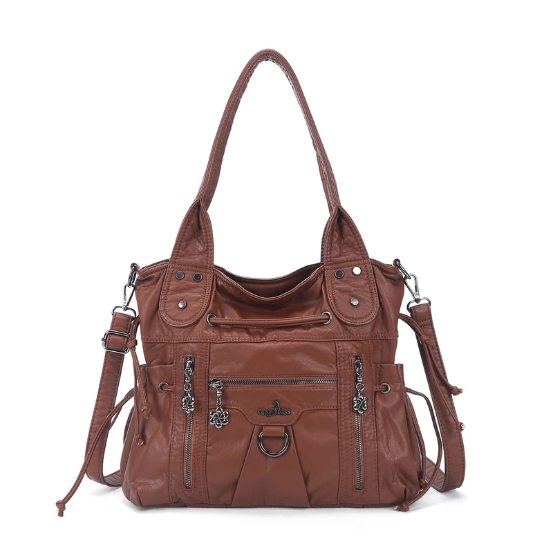 Angel Kiss Hobo Bags for Women Fashion Shoulder Bag Ladies Purses and Handbags Roomy Tote Bags Purse with Crossbody Strap, Brown, L - Image 1