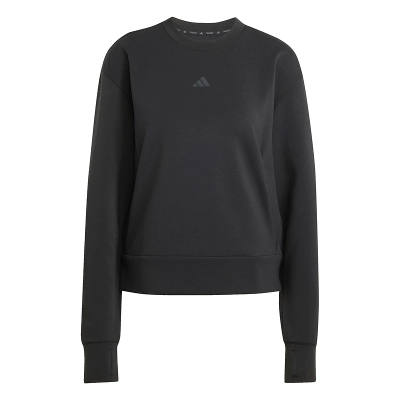 adidas Women's D4T Workout Warm Up Crew Neck Sweatshirt, black, XXS
