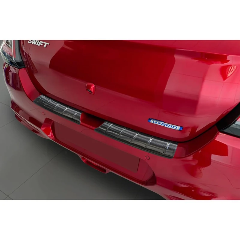 Avisa Black Stainless Steel Rear bumper protector compatible with Suzuki Swift VI 2024- 'Ribs'