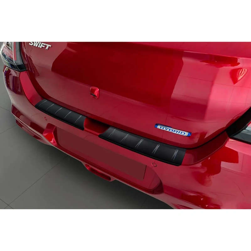 Avisa Matt Black Stainless Steel Rear bumper protector compatible with Suzuki Swift VI 2024- 'Ribs'