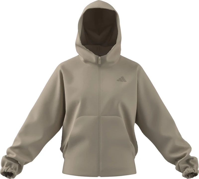 adidas Women's FUTURE ICONS SMALL LOGO FULL ZIP HOODIE, Crystal Linen, M