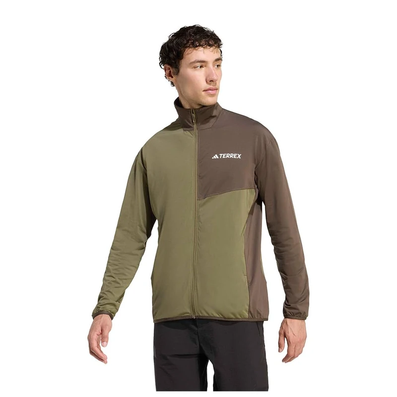 adidas Men's Terrex Multi CLIMAWARM Full Zip Tech Fleece Jacket, olive strata, S