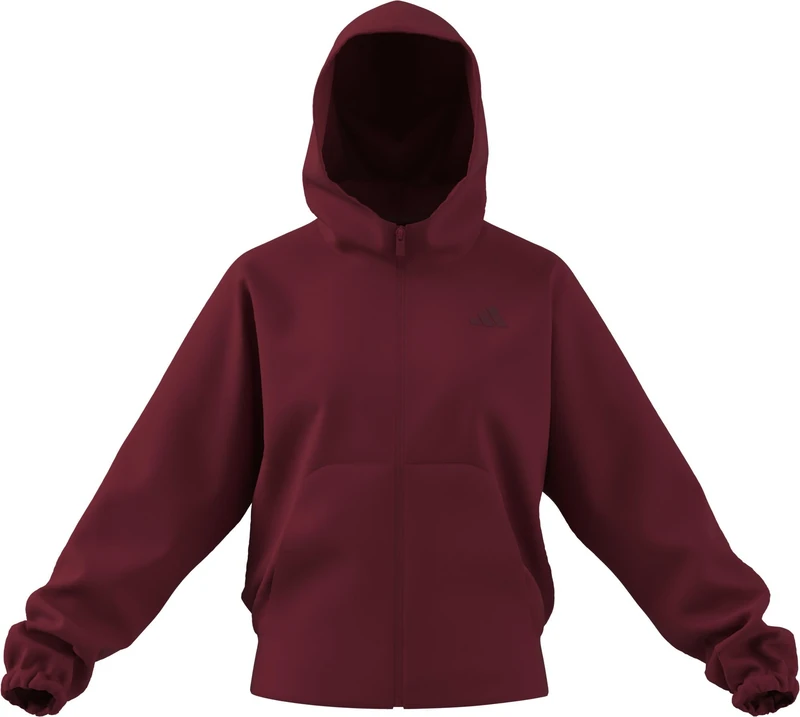 adidas Women's FUTURE ICONS SMALL LOGO FULL ZIP HOODIE, active maroon, XS