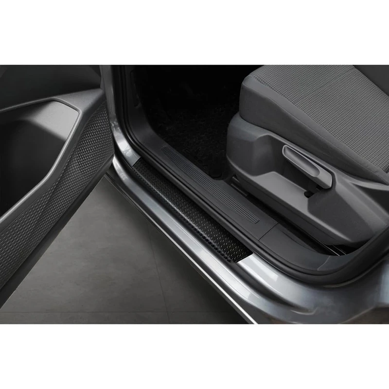 Avisa Aluminium door sill protectors compatible with Volkswagen Caddy V 2020- 'Riffled Plate' - 2-pieces - Black