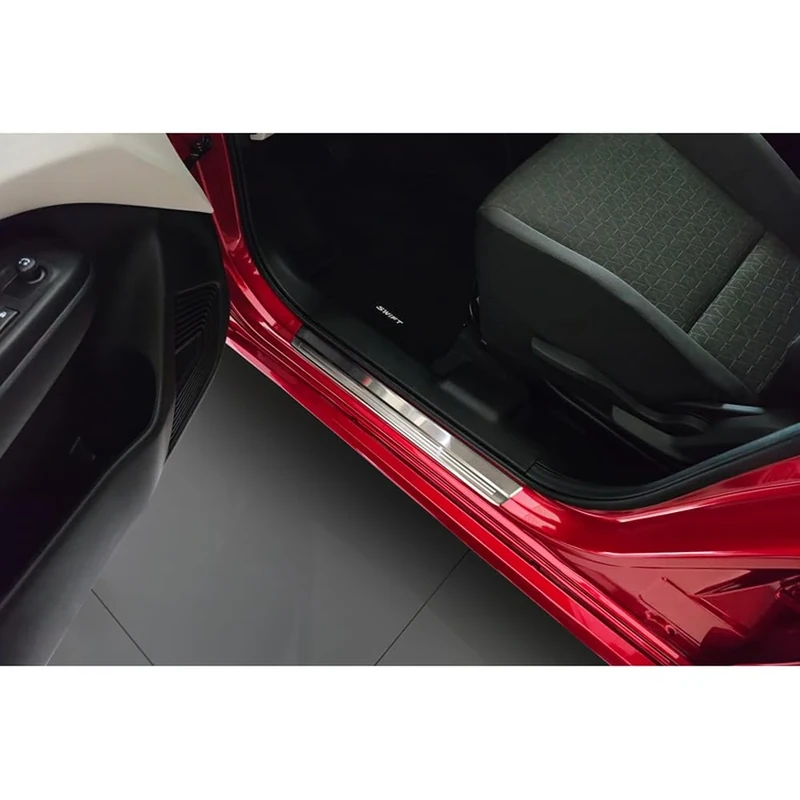 Avisa Inox door sill protectors compatible with Suzuki Swift VI 2024- 'Lines' - 4-pieces