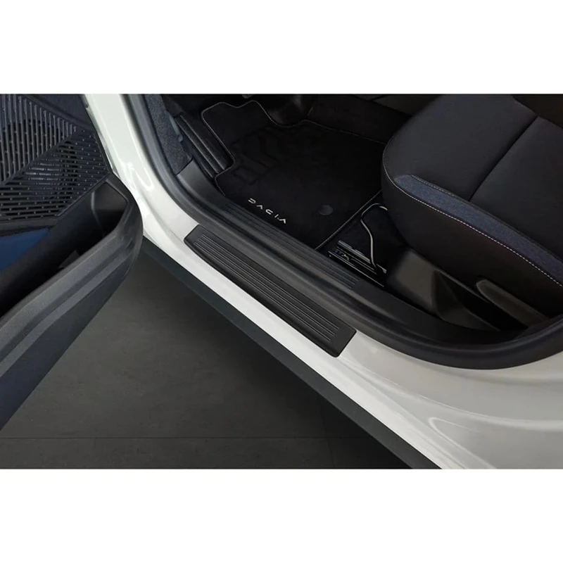 Avisa Black Inox door sill protectors compatible with Dacia Duster III 2024- - 'Lines' - 4-pieces