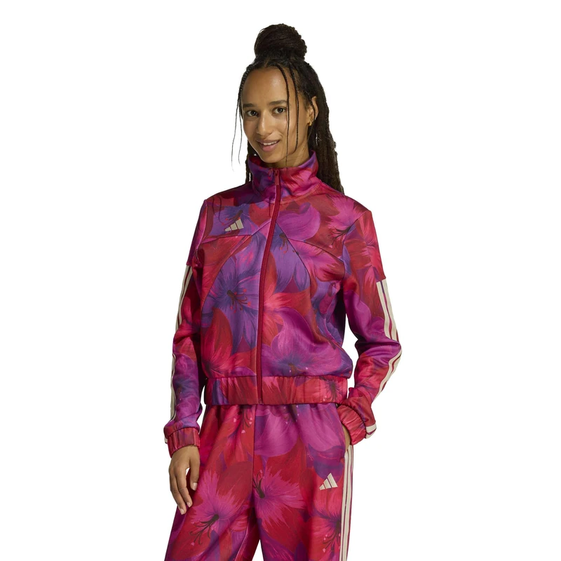 adidas Women's x FARM RIO HOUSE OF TIRO TRACK TOP, bahia magenta/active maroon/Crystal Linen, S