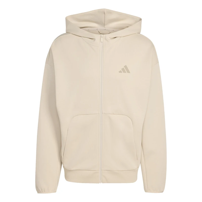 adidas Men's FUTURE ICONS SMALL LOGO FULL-ZIP HOODIE, Crystal Linen, L
