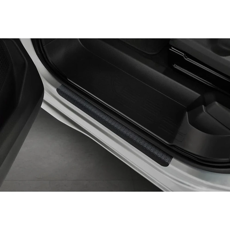 Avisa Aluminium door sill protectors compatible with Volkswagen Multivan T7 2021- 'Riffled Plate' - 4-pieces - Black