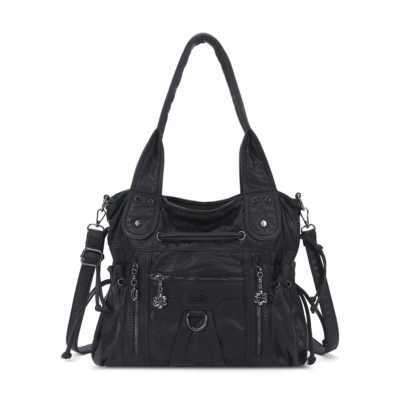 Angel Kiss Hobo Bags for Women Fashion Shoulder Bag Ladies Purses and Handbags Roomy Tote Bags Purse with Crossbody Strap, Black, L
